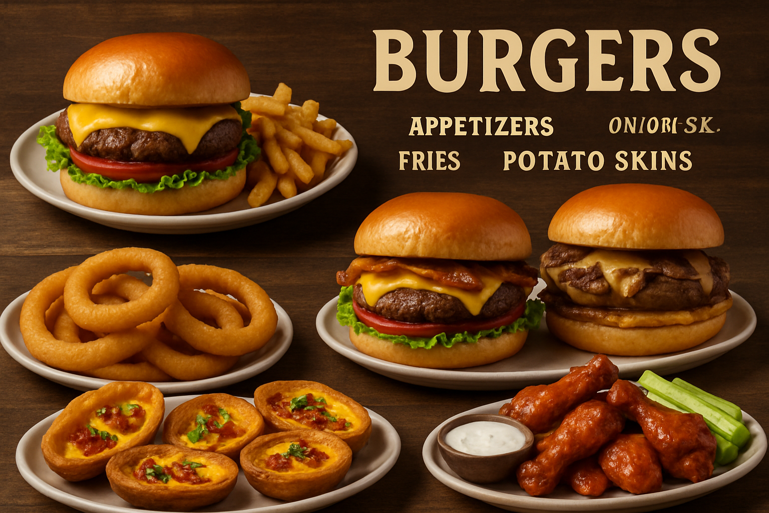 Delicious burgers and bar food on the menu