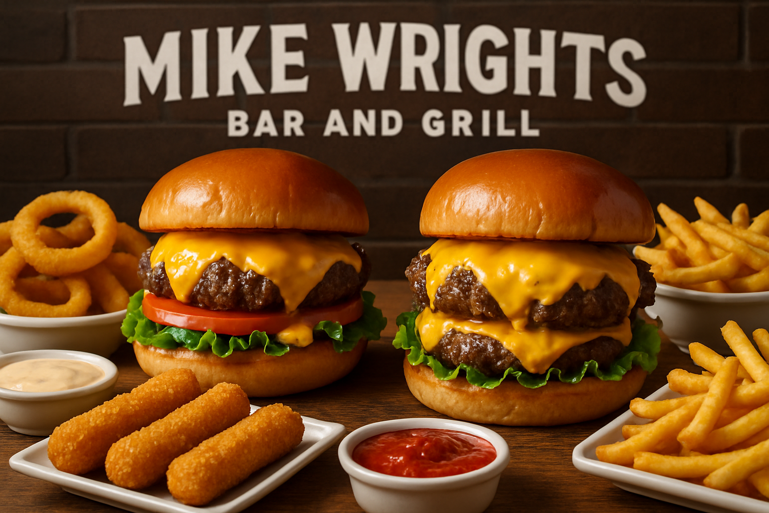 Mouthwatering burgers and appetizers at MIKE WRIGHTS BAR AND GRILL